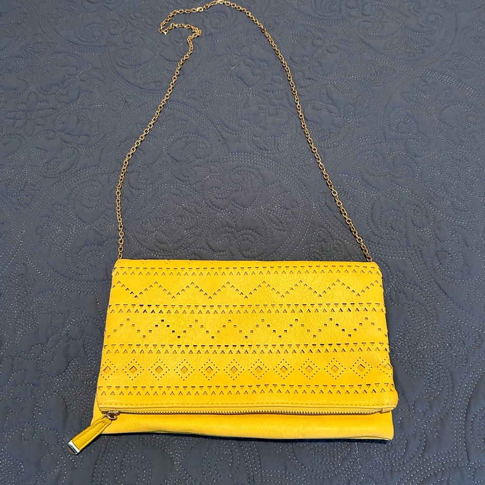 Urban expressions yellow clutch with gold strap